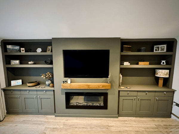 media wall with fireplace